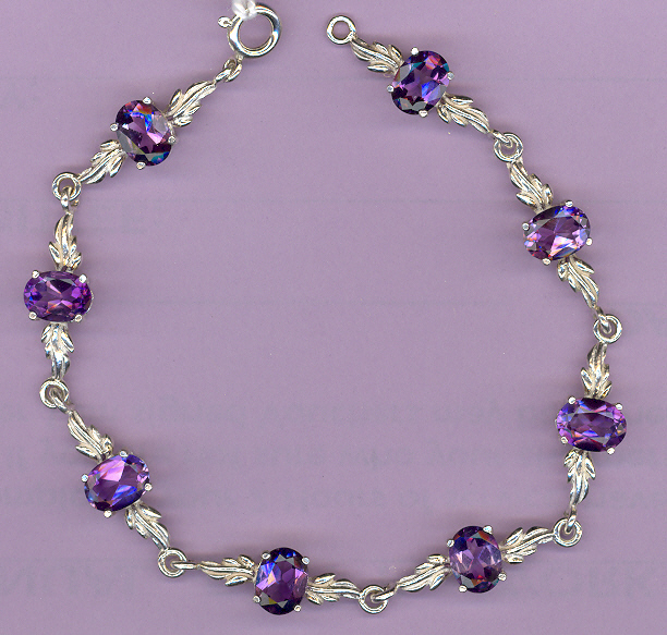 Sterling Silver with 8 x  1.1ct  8x6mm AMETHYST