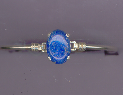 8" Sterling Silver Band with a 18x13mm  LAPIS LAZULI cabachon
