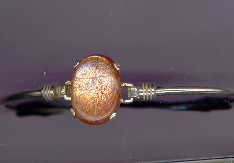 8" Sterling Silver Band with a 18x13mm  SUNSTONE cabachon