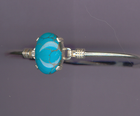 7" Sterling Silver Band with a 18x13mm  TURQUOISE cabachon