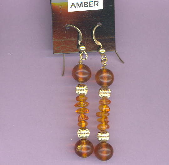Fine Gold Fill French Ear Wires With REAL AMBER & Gold Fill Beads