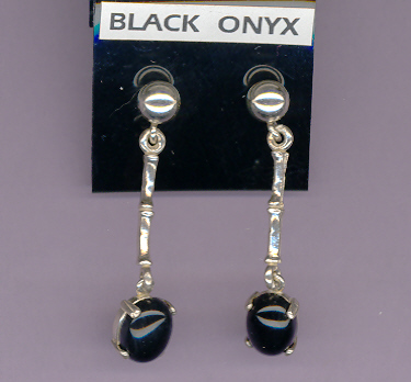 Sterling Silver 5mm Ball & Extended Dangles  w/ 8x6mm (2.8ct ttl. wt.) STUNNING  BLACK  ONYX