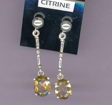 Sterling Silver 5mm Ball & Extended Dangles  w/ 9x7mm Oval Cut (3.2ct ttl. wt.). STUNNING  CITRINE