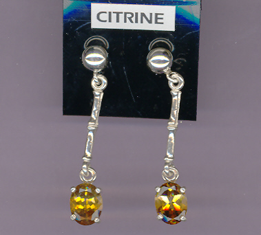 Sterling Silver 5mm Ball & Extended Dangles  w/ 8x6mm Oval Cut (2.0ct ttl. wt.). STUNNING  CITRINE