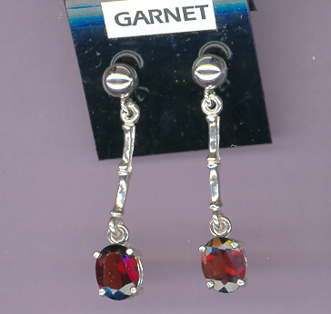 Sterling Silver 5mm Ball & Extended Dangles  w/ 8x6mm Oval Cut (3.0ct ttl. wt.). GORGEOUS RED GARNET