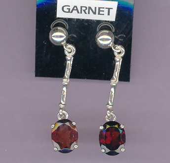 Sterling Silver 5mm Ball & Extended Dangles  w/ 9x7mm Oval Cut (4.1ct ttl. wt.). GORGEOUS RED GARNET