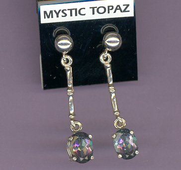 Sterling Silver 5mm Ball & Extended Dangles  w/ 8x6mm Oval Cut (2.8ct ttl. wt.). RADIENT  MYSTIC  TOPAZ