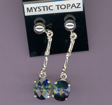 Sterling Silver 5mm Ball & Extended Dangles  w/ 9x7mm Oval Cut (4.0ct ttl. wt.). RADIENT  MYSTIC  TOPAZ