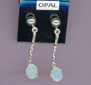 Sterling Silver 5mm Ball & Extended Dangles  w/ 8x6mm LUXURIOUS  OPALS
