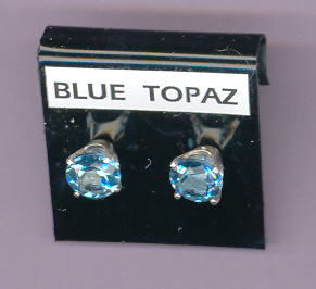 Sterling silver w/ 6mm ROUND (2.0ct ttl. wt.) LOVELY  BLUE TOPAZ