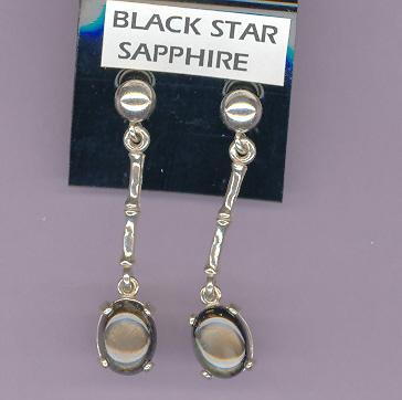 Sterling Silver 5mm Ball & Extended Dangles  w/ 9x7mm (5.8ct ttl. wt.) STUNNING  BLACK  STAR  SAPPHIRE