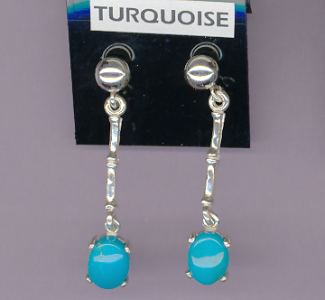 Sterling Silver 5mm Ball & Extended Dangles  w/ 8x6mm LOVELY  BLUE  TURQUOISE