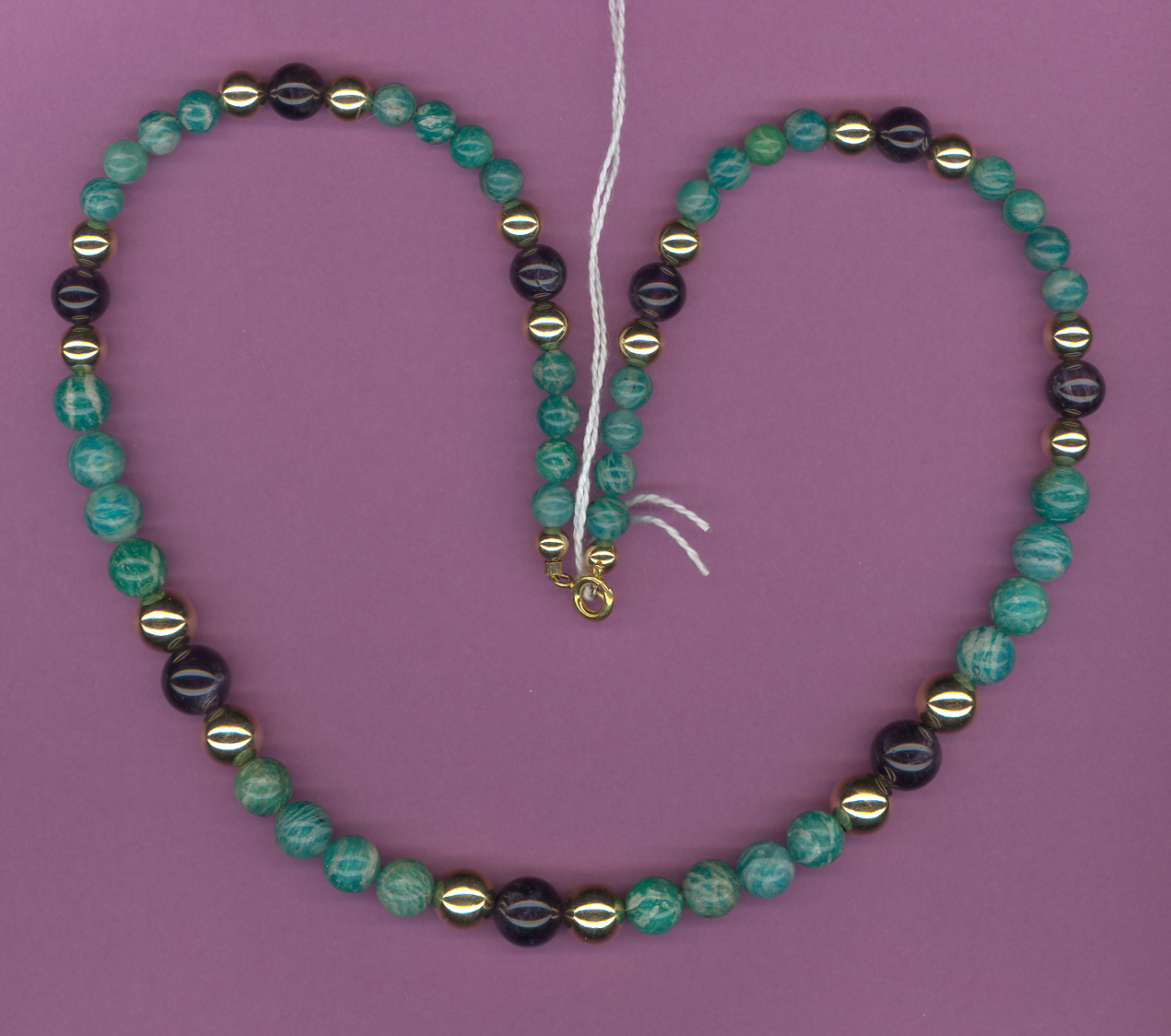 "Focus" Amazonite, Amethyst & Gold Fill  20" Necklace
