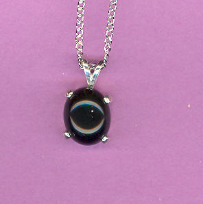 Sterling Silver w/ 11x9mm  3.7ct BLACK ONYX Cabochon On 18" S/S Chain