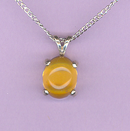 Silver wuth  11X9mm Oval  AMBER pendant on an