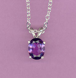 1.49ct  9x7mm Oval Amethyst on 18" Silver Chain
