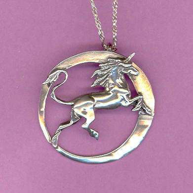Silver Unicorn in Circle