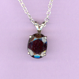 Silver w/ 4.1ct  11x9mm Oval  MOZAMBIQUE GARNET on an  18" Silver Chain