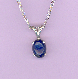 Sterling Silver w/ 8x6mm  LAPIS Cabochon