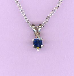 Sterling Silver w/ 6x4mm  .56ct  Faceted BLUE  SAPPHIRE   on an 18" Silver Chain