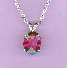 Sterling Silver w/ 4.0ct  11x9mm Oval Cut  PINK  TOPAZ on an  18" Silver Chain