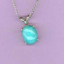 Sterling Silver w/ 10x8mm TURQUOISE Cabochon on an 18" Silver Chain