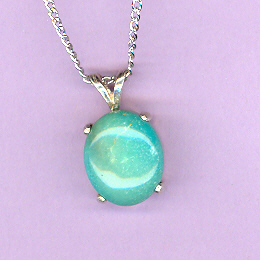 Sterling Silver w/ 12x10mm TURQUOISE Cabochon on an 18" Silver Chain