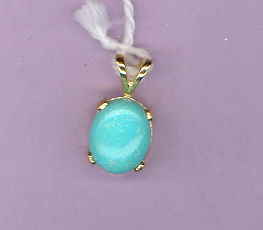 14kt Gold with a 10x8mm Oval Cabachon of  LOVELY   TURQUOISE