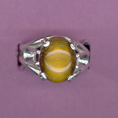 Silver Ring w/4.55ct  12x10  TIGERSEYE   Cabochon