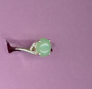 Silver Ring w/ 2.1.4ct  8x6  CHRYSOPHRASE  Cabochon