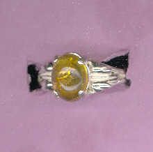 Silver Ring w/ 9 x 7 mm  .6ct  AMBER Cabochon