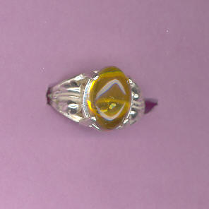 Silver Ring w/  1.7ct  11x9  AMBER  Cabochon