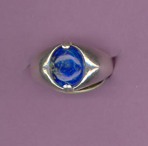 Silver Ring w/11x9mm  3.6ct LAPIS Cabochon