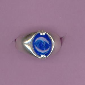 Silver Ring w/11x9mm  3.6ct LAPIS Cabochon