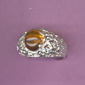 Silver Ring w/ 10x8 mm  1.1ct  AMBER
