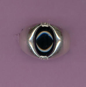 Silver Ring w/5.6ct  14x10  BLACK  ONYX Cabochon