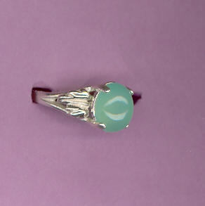 Silver Ring w/ 2.1ct 9x7  CHRYSOPHRASE  Cabochon