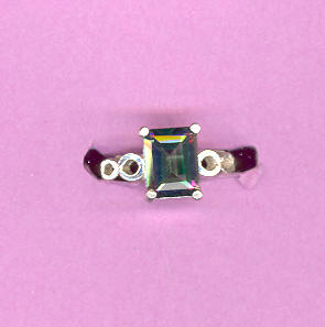 Silver Ring w/ 1.8ct 8x6mm Emerald Cut MYSTIC TOPAZ