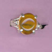Silver Ring w/  2ct  12x10  AMBER  Cabochon