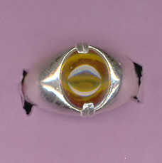 Silver Ring w/  1.5ct  11x9  AMBER  Cabochon