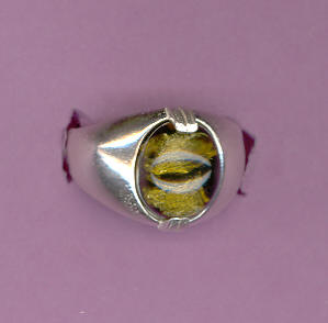 Silver Ring w/  2ct  12x10  GREEN AMBER  Cabochon