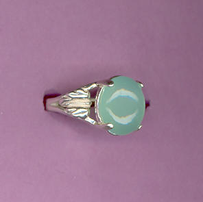 Silver Ring w/ 3.9ct  11x9  CHRYSOPHRASE  Cabochon