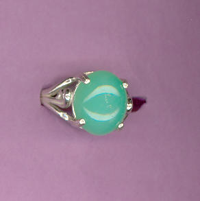 Silver Ring w/ 3.7ct  12x10  CHRYSOPHRASE  Cabochon