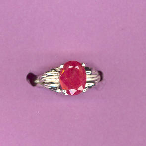 Silver Ring w/ 2.5ct 9x7mm Natural Ruby