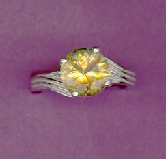 2.5ct  9mm  Citrine  Silver Ring  Size 7
